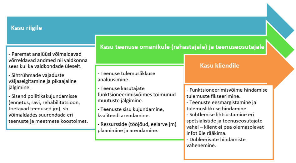 RFK kasutamise kasutegurid taastusravis ja sotsiaalses ning tööalases rehabilitatsioonis joonisel