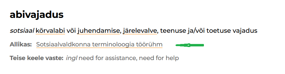 tervisesõnastiku näidis