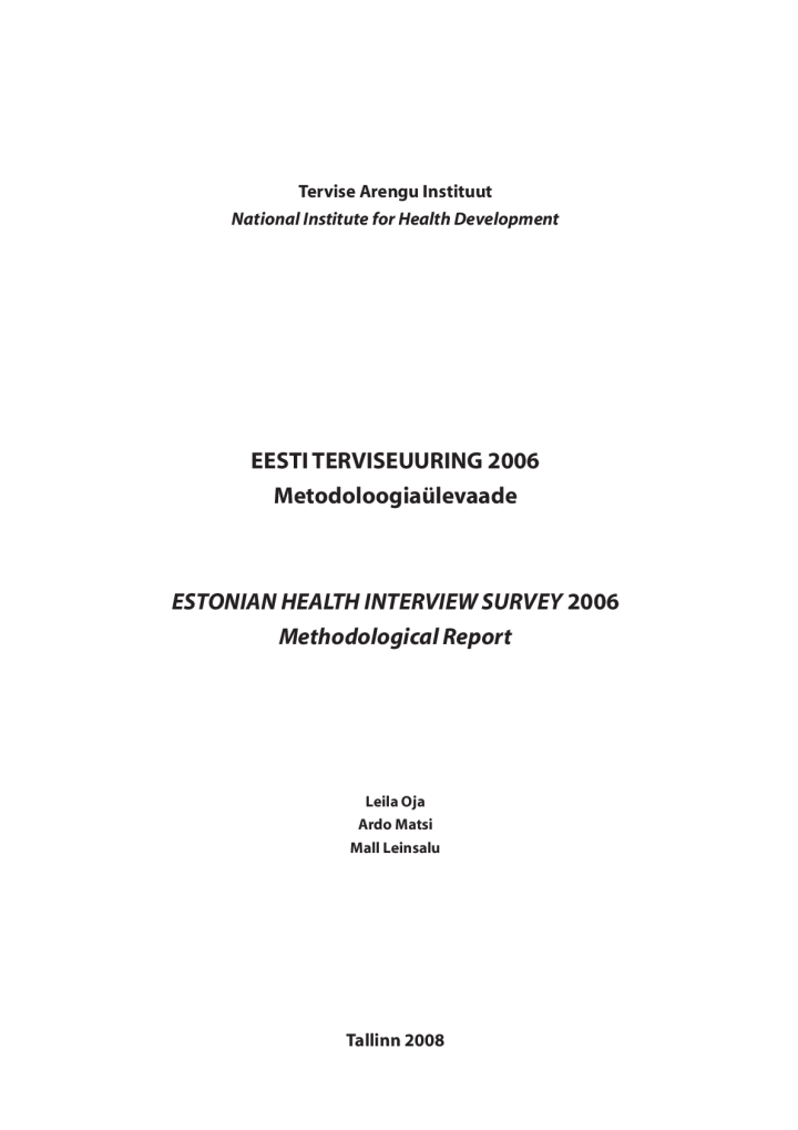 Eesti terviseuuring 2006. Metodoloogiaülevaade