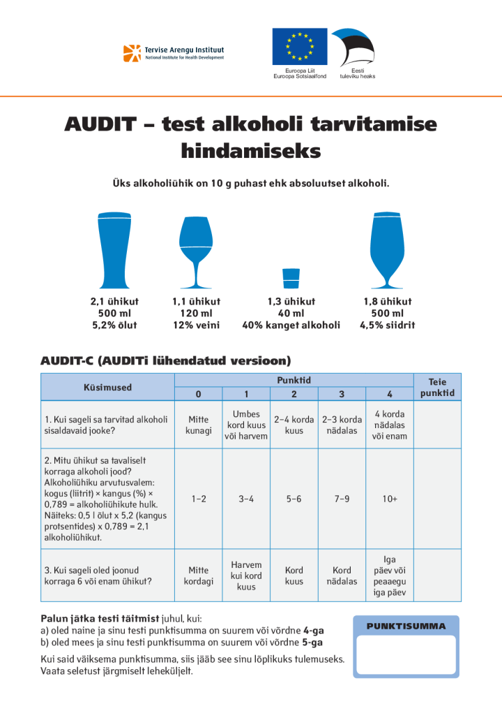 Audit-test alkoholi tarvitamise hindamiseks
