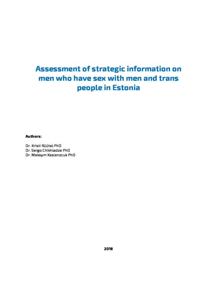 Assessment of strategic infor men who have sex with men people in Estonia